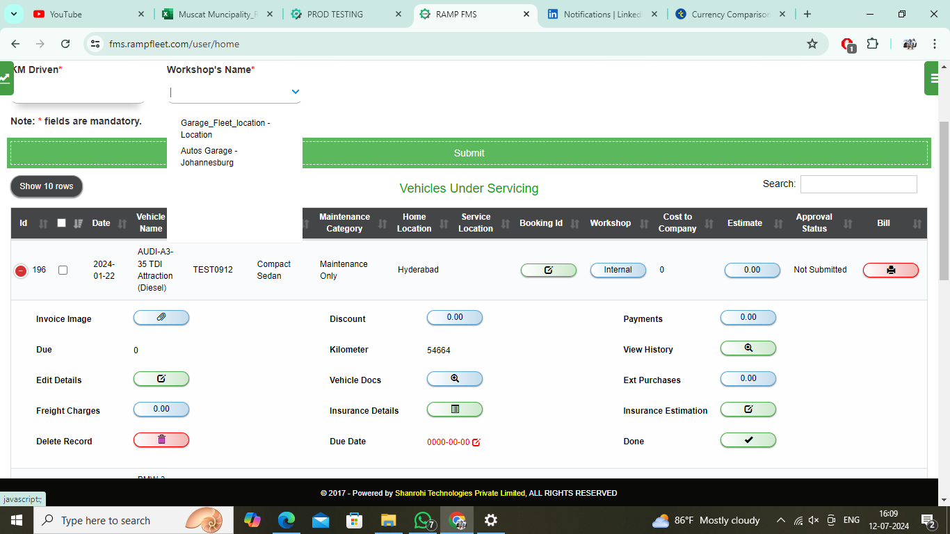 screenshot of RAMP Fleet Management Software